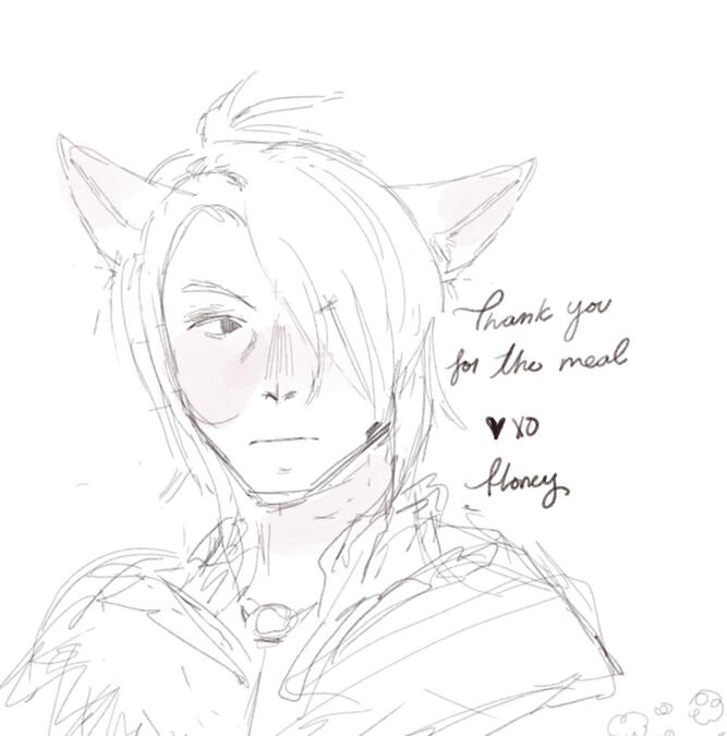 Art by Dear Honey. The first art ever given to him. He'll always treasure it.