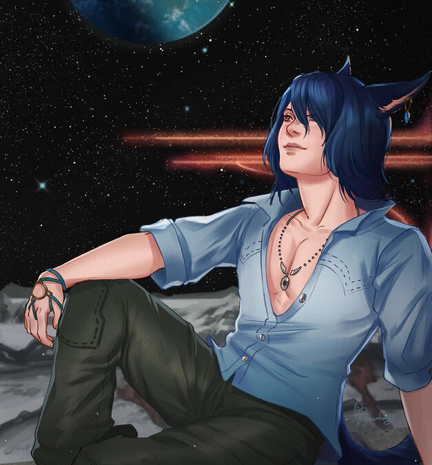 Portrait by Greenleaf. He's a Keeper. Of course he has an affinity for the moon.